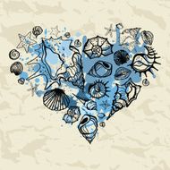 Heart of the shells Hand drawn illustration N2