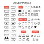 Set of line simple washing instruction symbols Laundry icons N2
