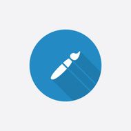paintbrush Flat Blue Simple Icon with long shadow N2