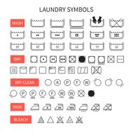 Set of line simple washing instruction symbols Laundry icons N3