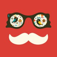 Hipster vintage sunglasses with colorful birds and flowers N2