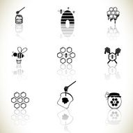 Bee and honey icons