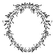 Olive Branches Oval Frame Design Element Vector Illustration