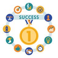 Success related vector icons setm flat style