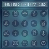 thin line happy birthday icons Template web and mobile applications