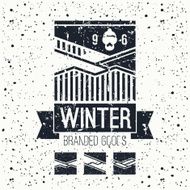 Snowboard winter mountains emblem