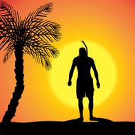 Vector silhouette of a diver N11
