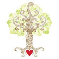Swirly decorative tree with a red heart N2