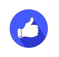 Blue round button with thumb up -like icon vector N3