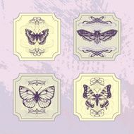 Set of vintage labels with butterflies