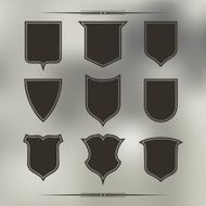 Set of nine different forms shields Black with contour