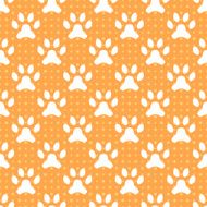 Animal seamless vector pattern of paw footprint and dot