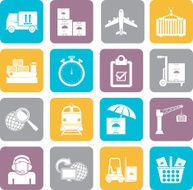 Silhouette Cargo shipping and logistic icons N2