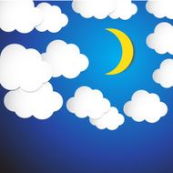 Abstract moon and cloud with blue sky background Vector Illustr