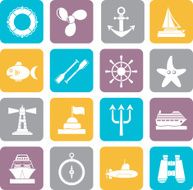 Silhouette Marine and sea icons N2