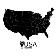 Regions map of United States America USA