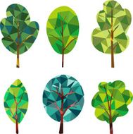 Triangle polygonal silhouettes of trees