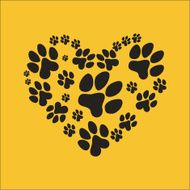 Heart made from paw prints