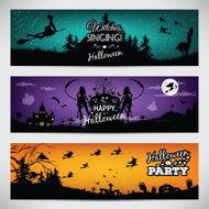 Set of colorful banners on Halloween N3