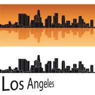 Los Angeles skyline in orange background