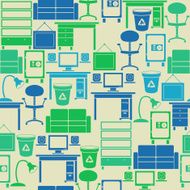 Seamless pattern with office furniture