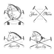 Set of vintage horse polo club labels and badges N3