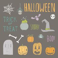 Set of halloween objects