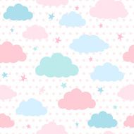 Kids background with clouds and stars N2