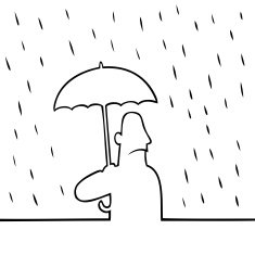 Man with umbrella in rain
