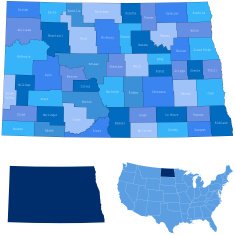 North Dakota state & counties map