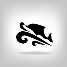 Emblem of a dolphin over the sea N8