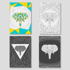 Conceptual graphic set with geometric elephant for use in design N2