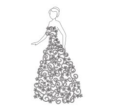 woman in floral dress - vector fashion N2