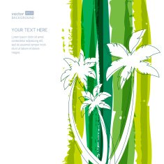 Palm tree and watercolor background Vector summer