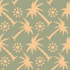 Seamless pattern with coconut palm trees and sun N6