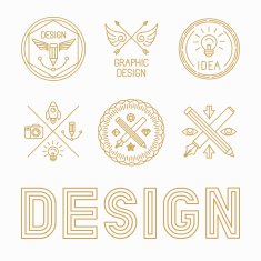 Vector graphic designer badges and logos