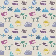 Seamless wallpaper pattern with travel icons