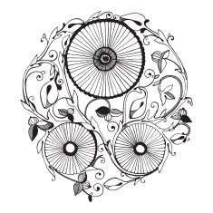 Creative black flower ornament isolated on white N2