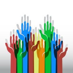 Vector colorful 'hands up' concept N2