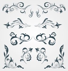 Set of floral calligraphy decorative elements N3