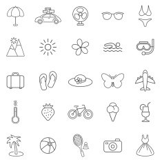Summer line icons Set 1 Vector