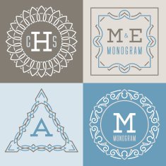 Set of logos templates in mono line style N3