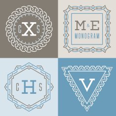 Set of logos templates in mono line style N4