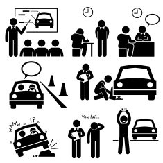 Man Getting Car License from Driving School Lesson N2