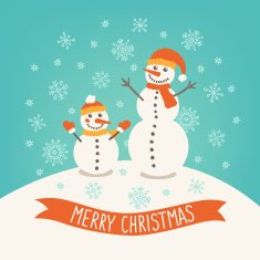 Christmas greeting card with snowmen
