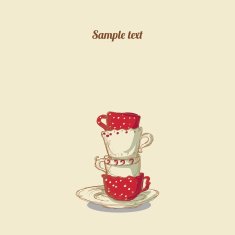 Vintage card with cups N4
