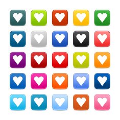 Heart icon Satin rounded square button with white sign