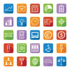 Set of vector colored icons a business and office