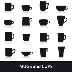 mugs and cups black silhouette icons set eps10 N2