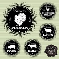 set of emblems with different pets and birds
